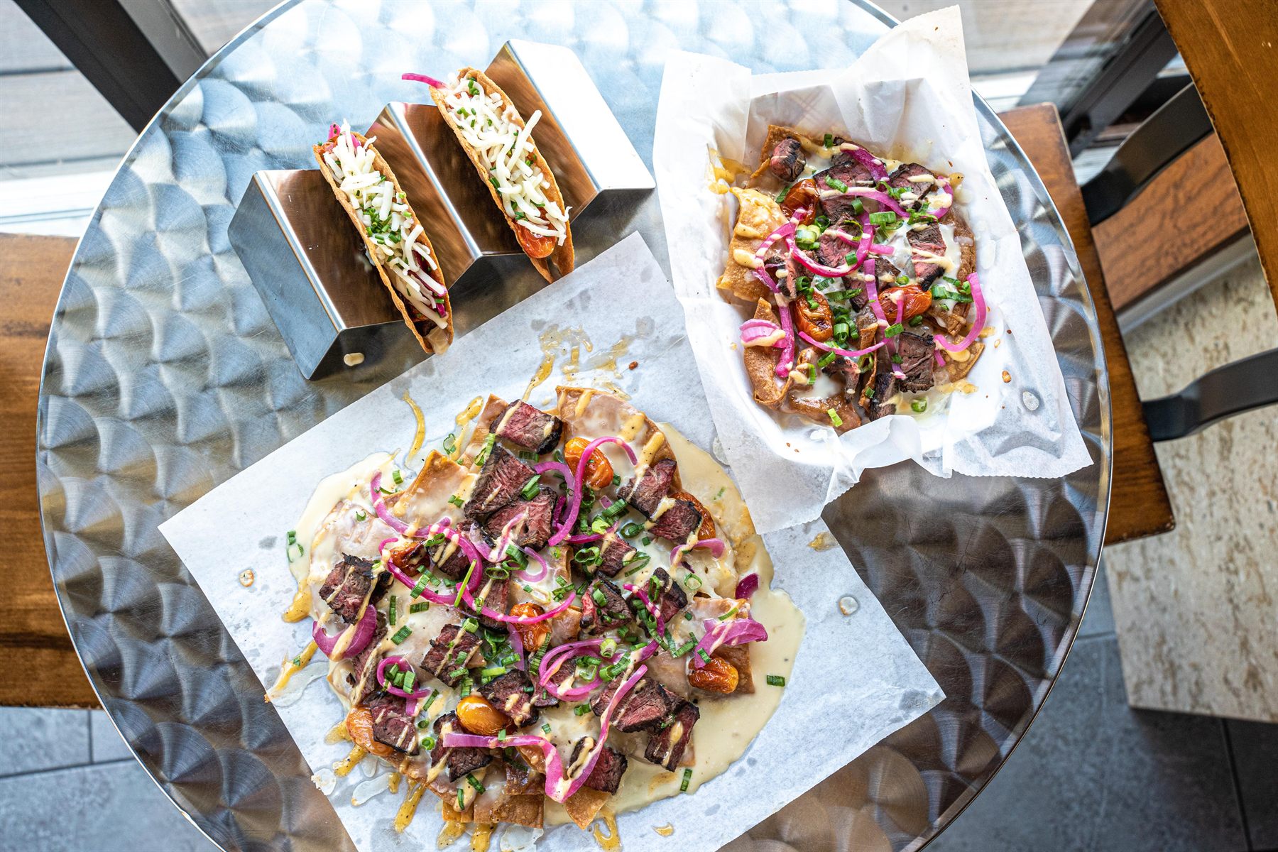 Korean grilled chicken nachos